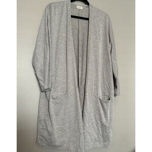 Donni. Open Oversized Lighter Weight Cardigan Striped Ribbed One Size Ivory Gray